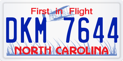 NC license plate DKM7644