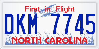 NC license plate DKM7745
