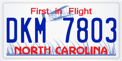 NC license plate DKM7803