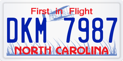 NC license plate DKM7987