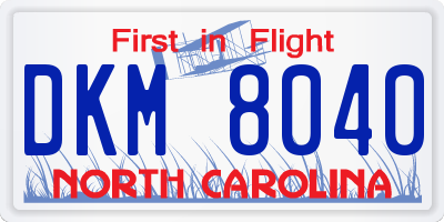 NC license plate DKM8040