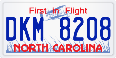 NC license plate DKM8208