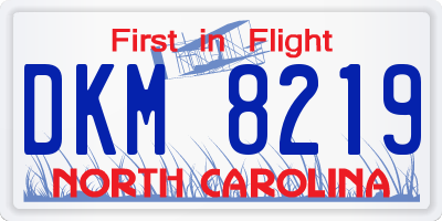 NC license plate DKM8219