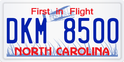 NC license plate DKM8500