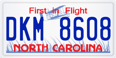 NC license plate DKM8608