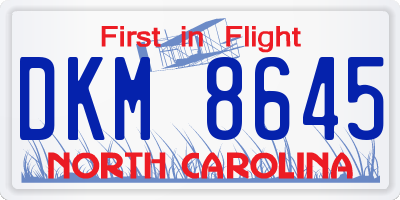 NC license plate DKM8645