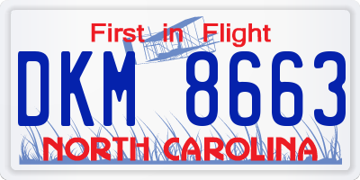 NC license plate DKM8663