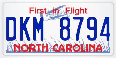 NC license plate DKM8794
