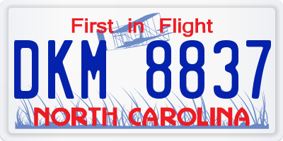 NC license plate DKM8837