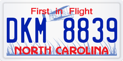NC license plate DKM8839