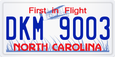 NC license plate DKM9003