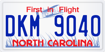 NC license plate DKM9040
