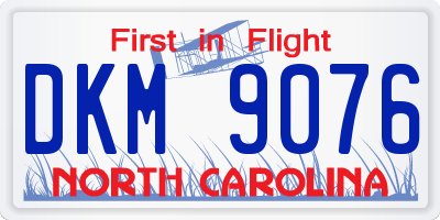 NC license plate DKM9076
