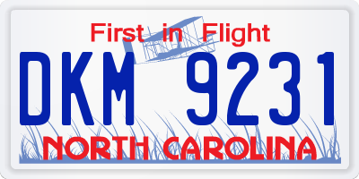 NC license plate DKM9231