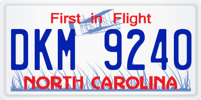 NC license plate DKM9240