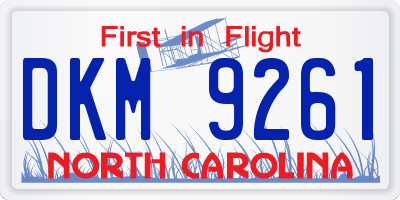 NC license plate DKM9261