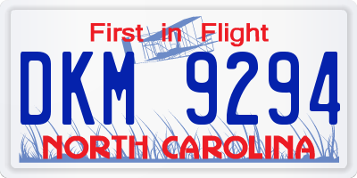 NC license plate DKM9294