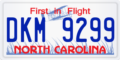 NC license plate DKM9299