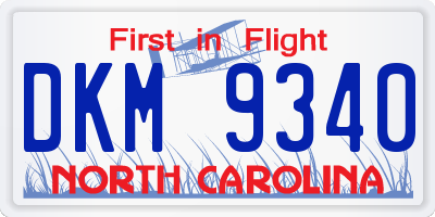 NC license plate DKM9340