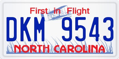 NC license plate DKM9543