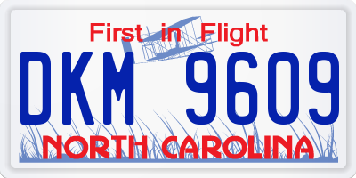 NC license plate DKM9609