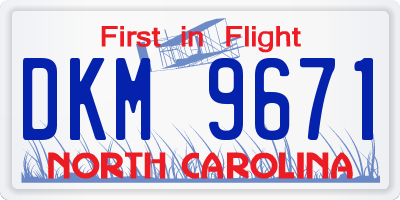 NC license plate DKM9671