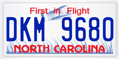 NC license plate DKM9680