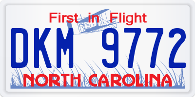 NC license plate DKM9772