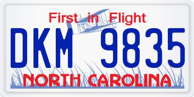 NC license plate DKM9835