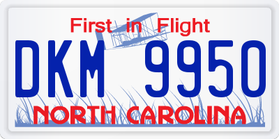 NC license plate DKM9950