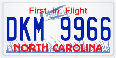 NC license plate DKM9966