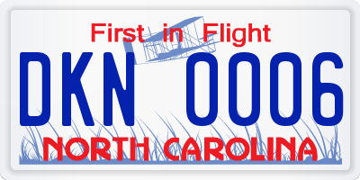 NC license plate DKN0006