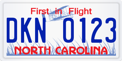 NC license plate DKN0123