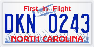 NC license plate DKN0243