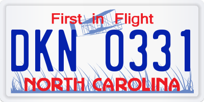 NC license plate DKN0331
