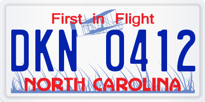 NC license plate DKN0412