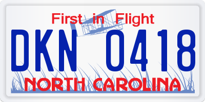 NC license plate DKN0418