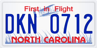 NC license plate DKN0712