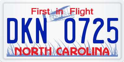 NC license plate DKN0725