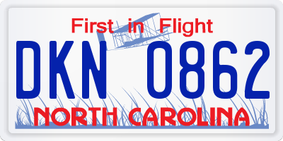 NC license plate DKN0862