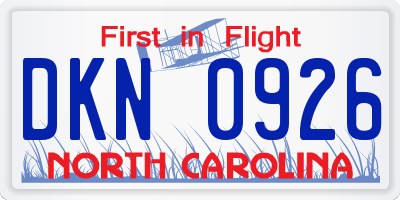 NC license plate DKN0926