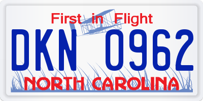 NC license plate DKN0962