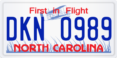 NC license plate DKN0989