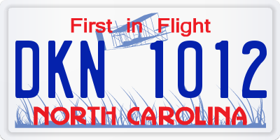 NC license plate DKN1012