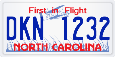 NC license plate DKN1232