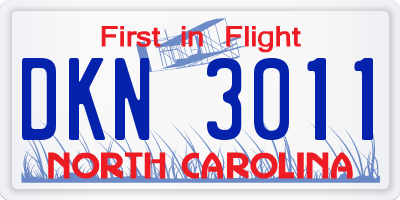 NC license plate DKN3011