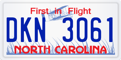 NC license plate DKN3061
