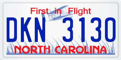 NC license plate DKN3130