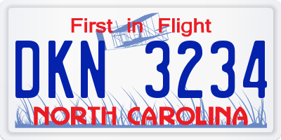 NC license plate DKN3234