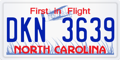 NC license plate DKN3639